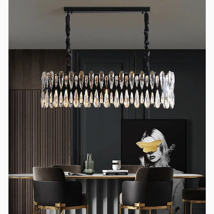 MIRODEMI® Sassello | Black Crystal Style Ceiling Chandelier for Dining Room