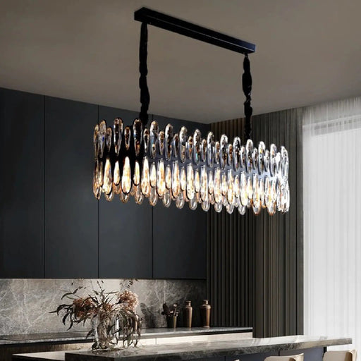 MIRODEMI® Sassello | Black Crystal Magical Ceiling Chandelier for Dining Room