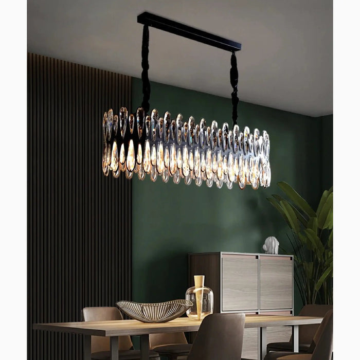 MIRODEMI® Sassello | Black Crystal Aesthetic Ceiling Chandelier for Dining Room