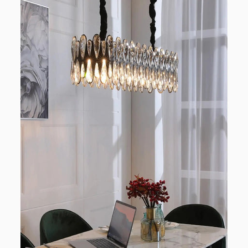 MIRODEMI® Sassello | Black Crystal Ceiling Chandelier for Dining Room