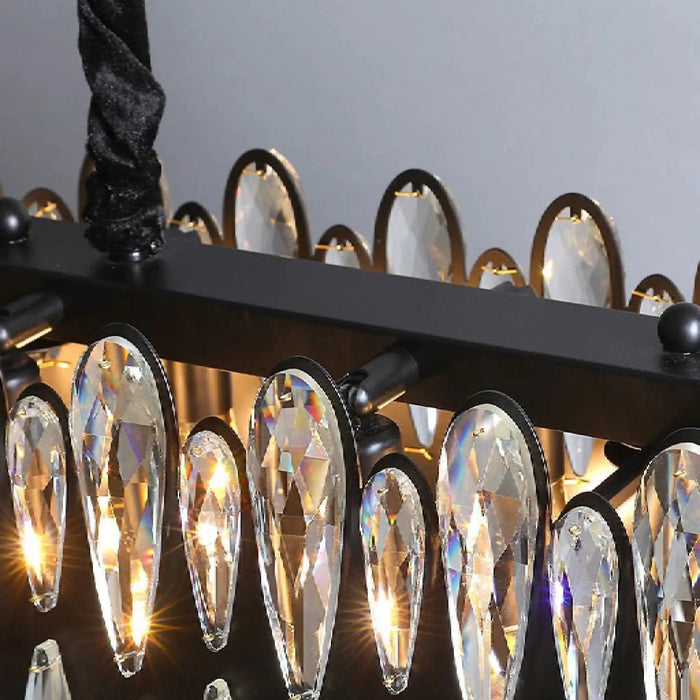 MIRODEMI® Sassello | Black Crystal Ceiling Chandelier for Kitchen