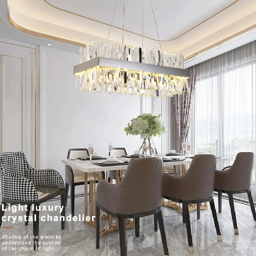 MIRODEMI® Sassello | Modern Design Stunning Rectangle Crystal Chandelier