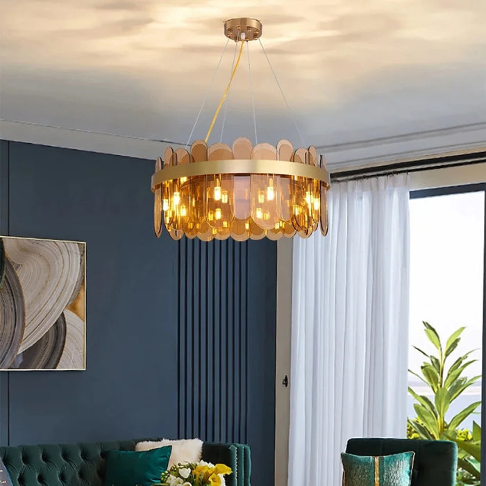 MIRODEMI® Schönbühl | Modern Gold Chandelier for Living Room