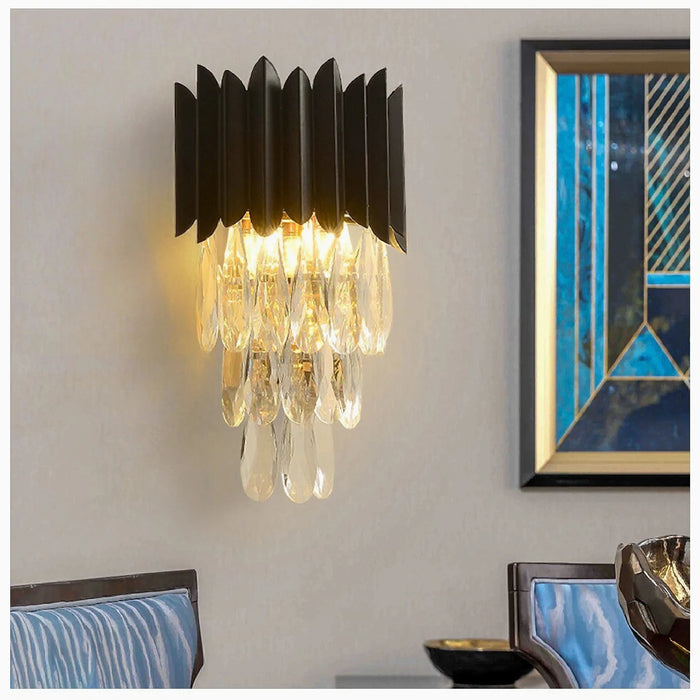 MIRODEMI® Sigale | New Stylish Luxury Black Crystal Wall Sconce | wall light | wall lamp