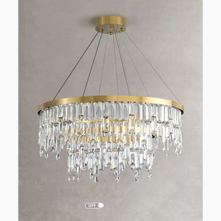 MIRODEMI®  Sospel | Aristocratic Elegant Gold Ring Large Crystal Chandelier