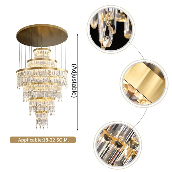 MIRODEMI®  Sospel | Aristocratic Gold Ring LED Large Crystal Chandelier