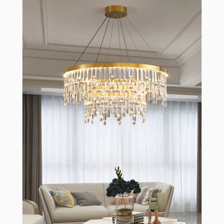 MIRODEMI®  Sospel | Luxury Aristocratic Gold Ring Large Crystal Chandelier