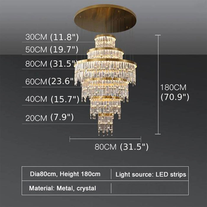 MIRODEMI®  Sospel | Aristocratic Gold Ring Large Luxury LED Crystal Chandelier