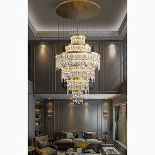 MIRODEMI®  Sospel | Aristocratic Gold Ring Large Crystal Chandelier