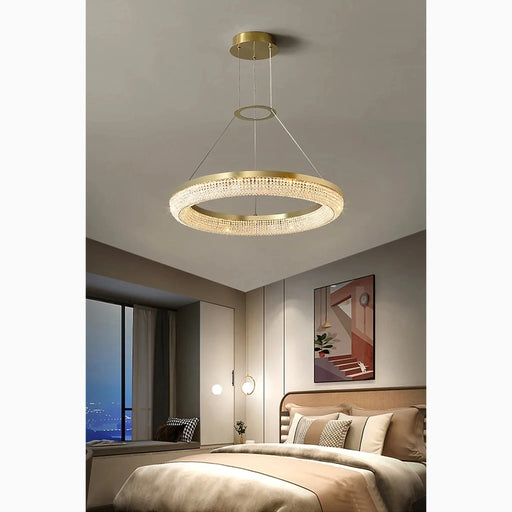 MIRODEMI® Stäfa | Chic Drum Hanging Ceiling Chandelier with Crystals