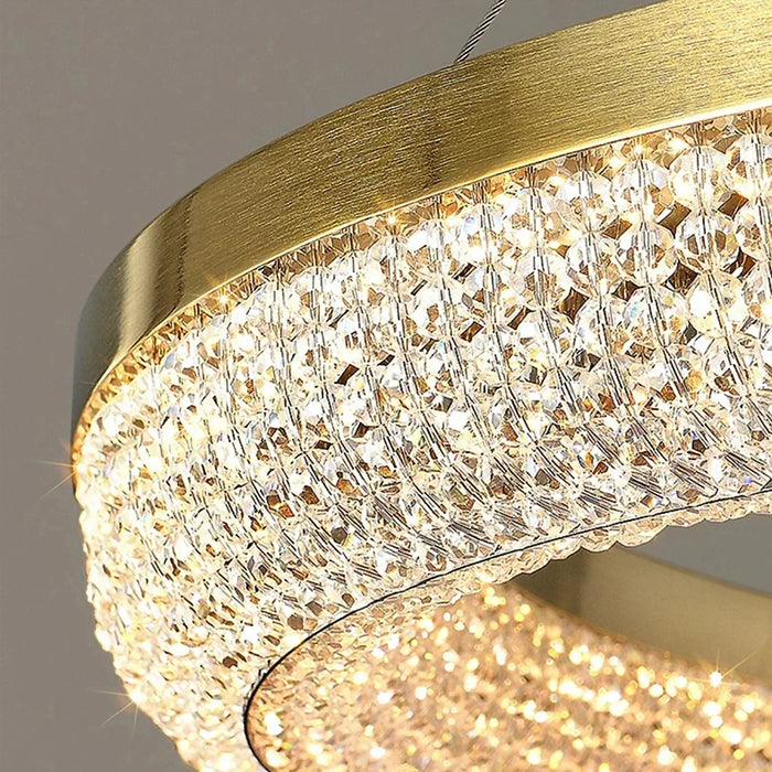 MIRODEMI® Stäfa | Luxury Gold Ring Hanging Ceiling Chandelier with Crystals