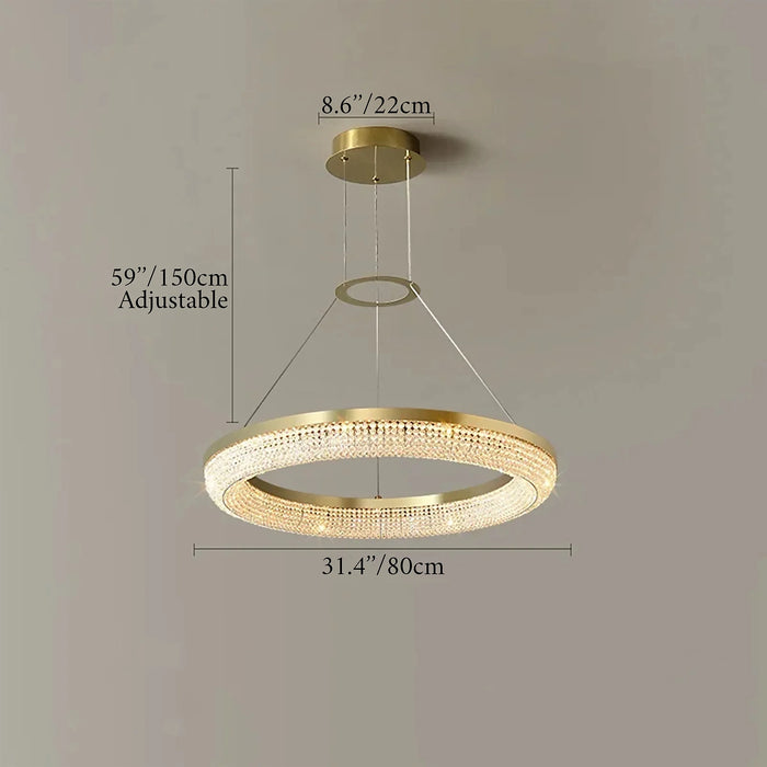 MIRODEMI® Stäfa | Luxury Gold Ring Hanging Ceiling Crystal Chandelier