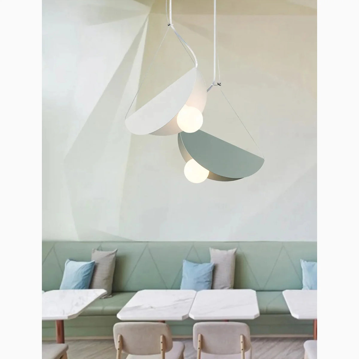 Pastel pendant chandelier with 6 lights for a living room