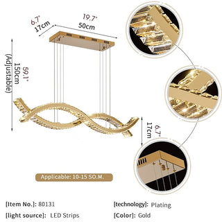 MIRODEMI® Tende | LED Chandelier in Wave Design for Living Room