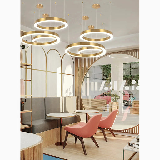 MIRODEMI® Thalwil | Classy Gold Rings Ceiling Chandelier