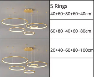 MIRODEMI® Thalwil | Stunning Gold Ring Ceiling Chandelier for Stylish Living Spaces