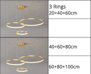 MIRODEMI® Thalwil | Chic Gold Rings Ceiling Chandelier for Modern Homes