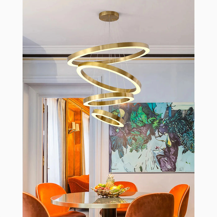 MIRODEMI® Thalwil | Classy Gold Rings Hanging Ceiling Chandelier