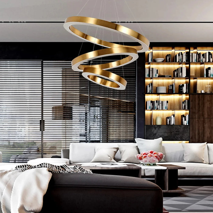 MIRODEMI® Thalwil | Elegant Gold Ring Ceiling Chandelier