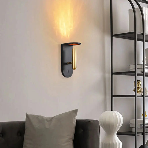 MIRODEMI® Thusis | Modern Black and Gold Wall Sconce