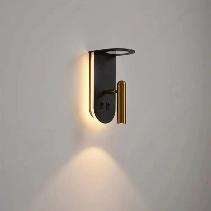 MIRODEMI® Thusis | Modern Simple Rotatable Black and Gold Wall Sconce