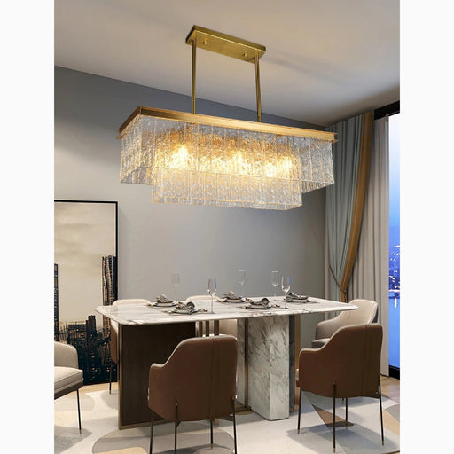 MIRODEMI Tienen Rectangle Frosted Glass Suspension Luminaire Chandelier For Dining Room