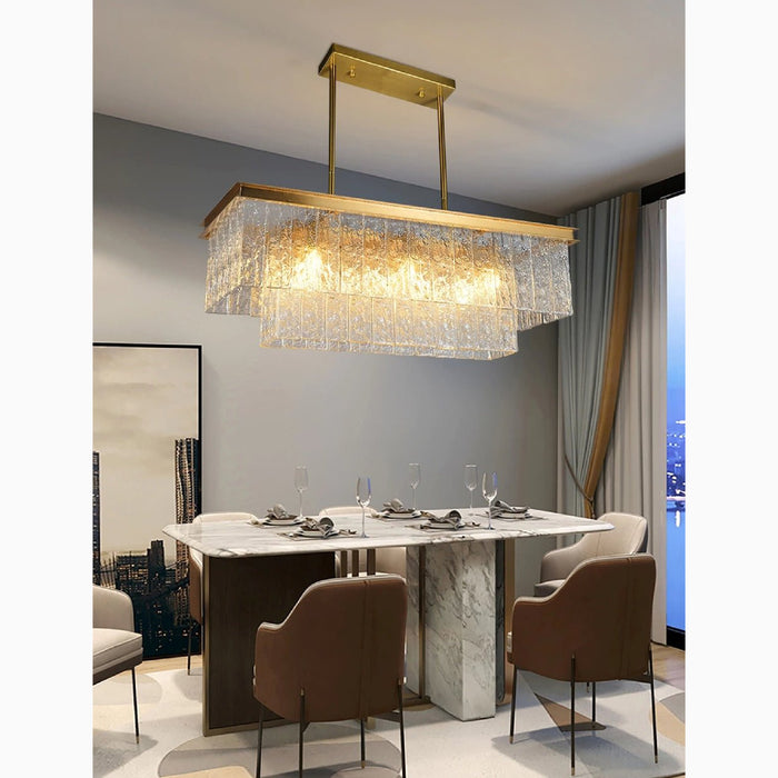 MIRODEMI Tienen Rectangle Frosted Glass Suspension Luminaire Chandelier For Dining Room