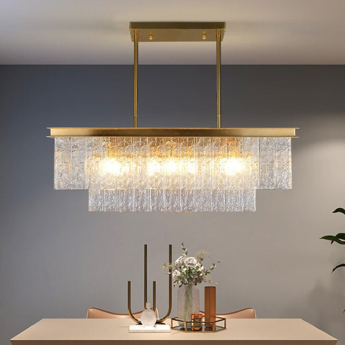 MIRODEMI Tienen Rectangle Frosted Glass Suspension Luminaire Chandelier For Home Decoration