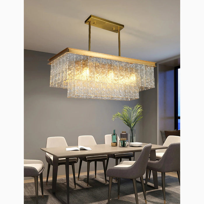 MIRODEMI Tienen Rectangle Frosted Glass Suspension Luminaire Chandelier For Living Room