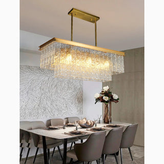 MIRODEMI Tienen Rectangle Frosted Glass Suspension Luminaire Chandelier For Home Decor