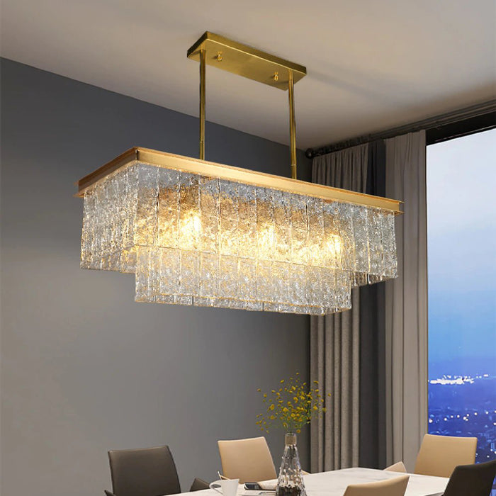 MIRODEMI Tienen Rectangle Frosted Glass Suspension Luminaire Chandelier For Hotel