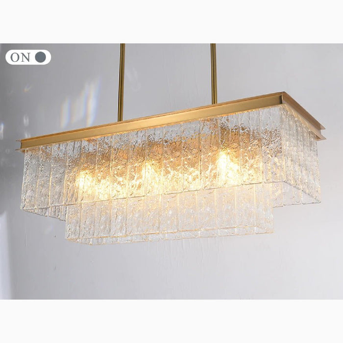 MIRODEMI Tienen Rectangle Frosted Glass Suspension Luminaire Chandelier LED Lights