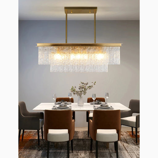 MIRODEMI Tienen Rectangle Frosted Glass Suspension Luminaire Chandelier For Kitchen