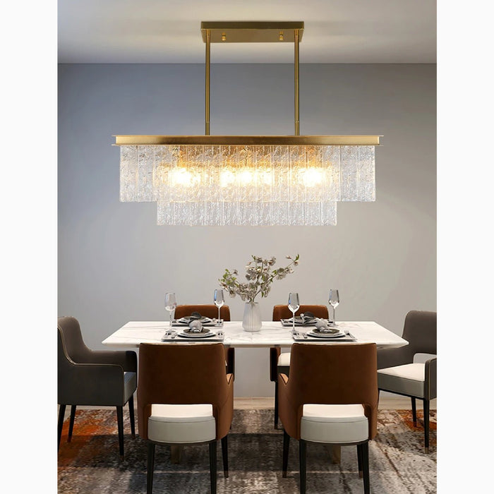 MIRODEMI Tienen Rectangle Frosted Glass Suspension Luminaire Chandelier For Kitchen