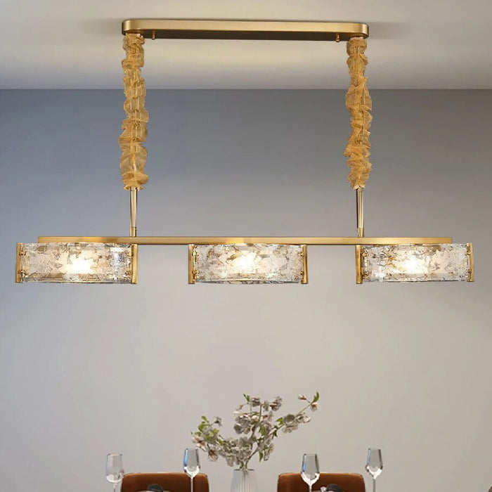 MIRODEMI® Tongeren | Golden Long Art Glass 3 Head Design Creative Led Luxury Chandelier