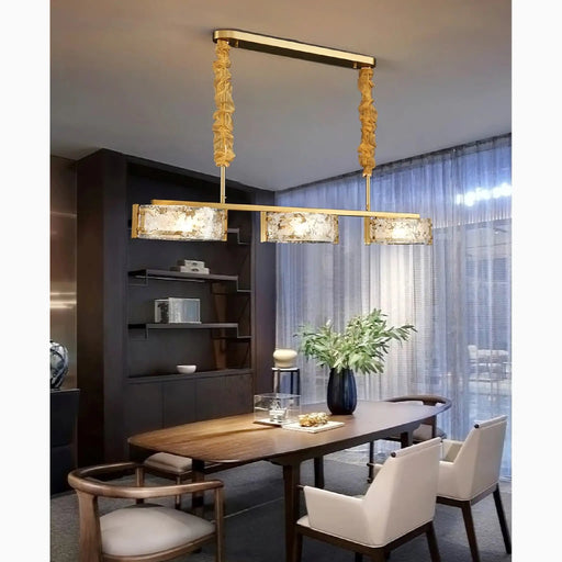 MIRODEMI® Tongeren | Gold Long Art Glass 3 Head Design Creative Led Luxury Chandelier