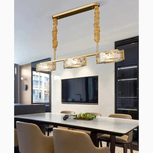 MIRODEMI® Tongeren | Gold Long Art Glass 3 Head Design Creative Led Luxury Chandelier for Kitchen