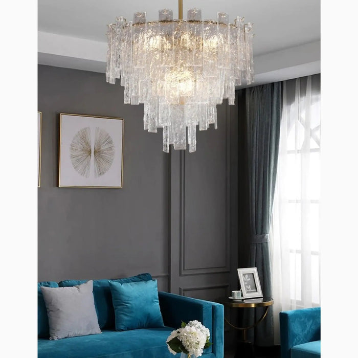 MIRODEMI® Torhout | Lovely Rectangle/Round Frosted Glass Hanging Chandelier for Living Room