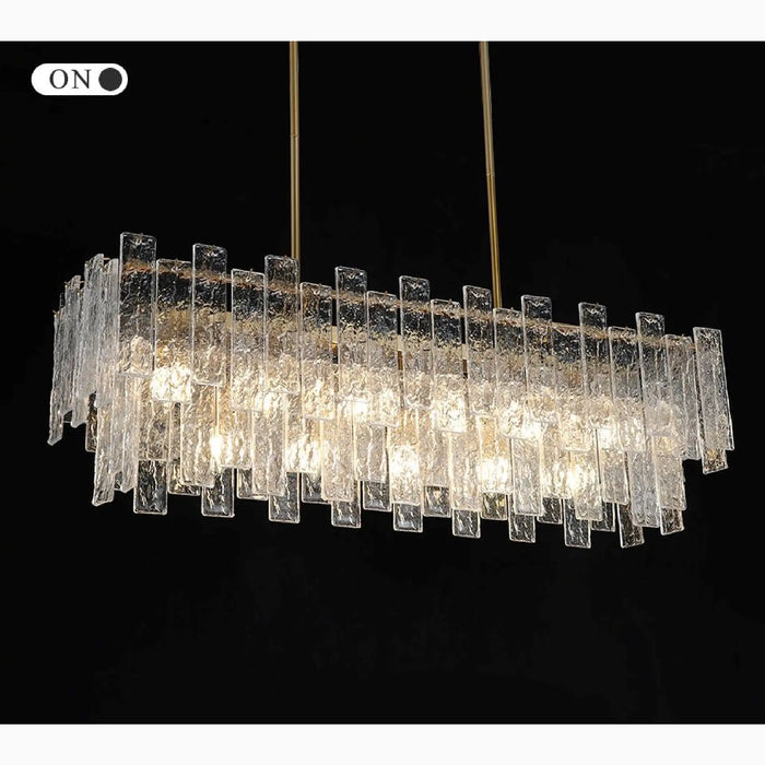 MIRODEMI® Torhout | Rectangle/Round Frosted Glass Hanging Chandelier for Big House