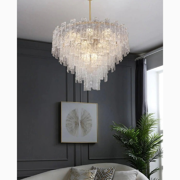 MIRODEMI® Torhout | Beautiful Rectangle/Round Frosted Glass Hanging Chandelier for Living Room