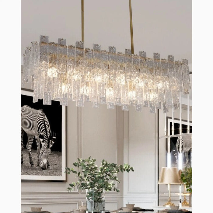 MIRODEMI® Torhout | Stunning Rectangle/Round Frosted Glass Hanging Chandelier for Living Room