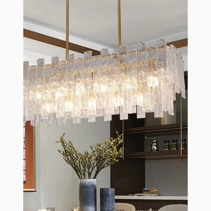 MIRODEMI® Torhout | Minimalistic Rectangle/Round Frosted Glass Hanging Chandelier for Living Room