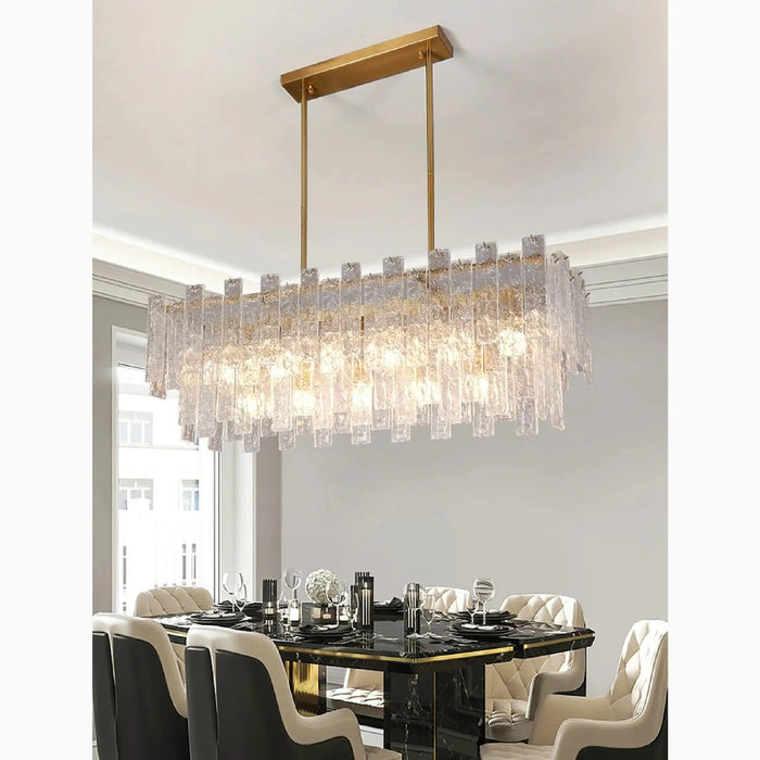 MIRODEMI® Torhout | Rectangle/Round Frosted Glass Hanging Chandelier for Dining Room