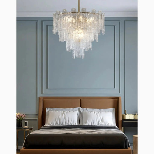 MIRODEMI® Torhout | Rectangle/Round Frosted Glass Hanging Chandelier for Bedroom