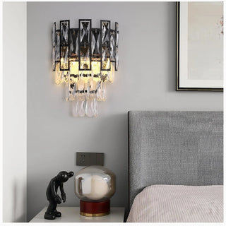 MIRODEMI® Touët-de-l'Escarène | Elegant Wall Sconce With Black Crystals