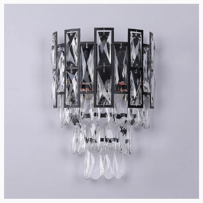 MIRODEMI® Touët-de-l'Escarène | Elegant Wall Sconce With Black Crystals