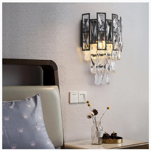 MIRODEMI® Touët-de-l'Escarène | Elegant Wall Sconce With Black Crystals | wall light |wall lamp