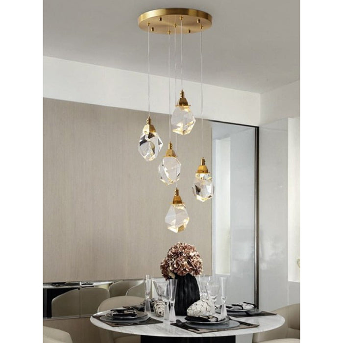MIRODEMI® Tremezzo | Luxury Diamond Crystal Chandelier 5 Lights (Round Base) / Warm light / Dimmable