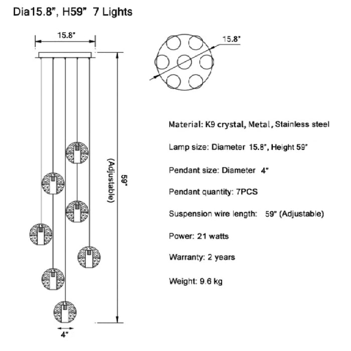 MIRODEMI® Lenno | Crystal Hanging Light Fixture
