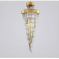 MIRODEMI Trinité | Exclusive Long Gold Modern Crystal Chandelier Light Off